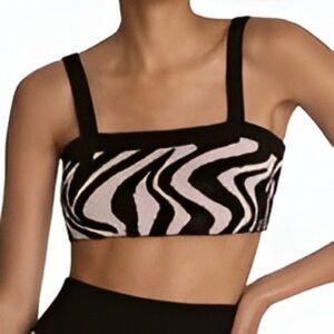 NWT 525 America Black and Pink Zebra Animal Print Crop Top Layering Piece